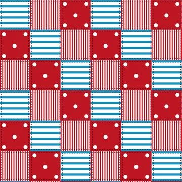 Seamless pattern with stripes and polka dots Stock Illustration