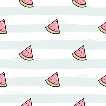 Seamless pattern with stripes and watermelon slice Stock Illustration