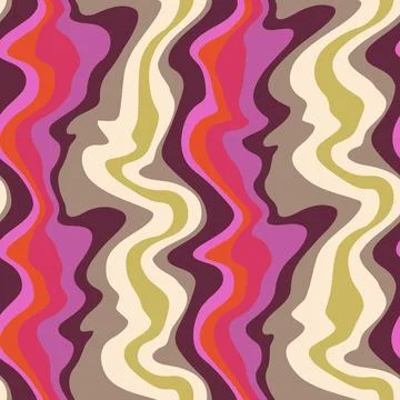 Seamless pattern with stripes. Wavy psychedelic lines. Vector illustration Stock Illustration