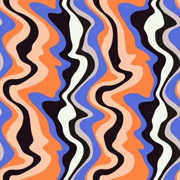 Seamless pattern with stripes. Wavy psychedelic lines. Vector illustration Stock Illustration