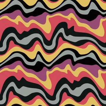 Seamless pattern with stripes. Wavy psychedelic lines. Vector illustration Illustrazione stock