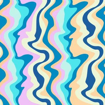 Seamless pattern with stripes. Wavy psychedelic lines. Vector illustration Stock Illustration