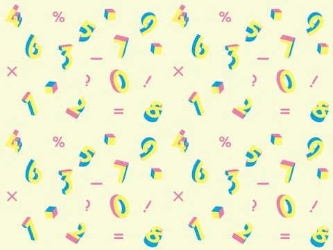 Seamless pattern studded with colorful numbers. Stock Illustration