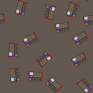 Seamless pattern studio audio mixer cartoon vector イラスト素材