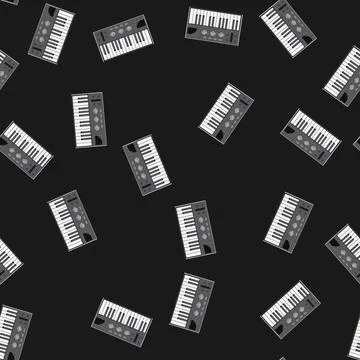Seamless pattern studio synthesizer audio cartoon vector Stock Illustration