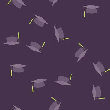 Seamless pattern study graduation hat cartoon vector Stock Illustration