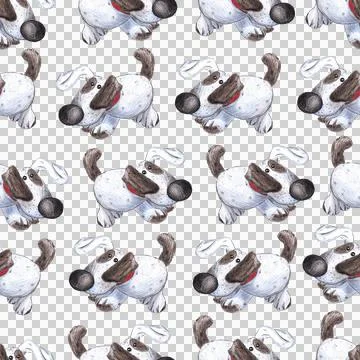 Seamless pattern of stuffed toy, plush puppy hand drawn with colored pencils Ilustração Stock