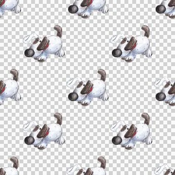 Seamless pattern of stuffed toy, plush puppy hand drawn with colored pencils 스톡 일러스트