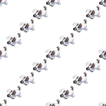 Seamless pattern of stuffed toy, plush puppy hand drawn with colored pencils 스톡 일러스트