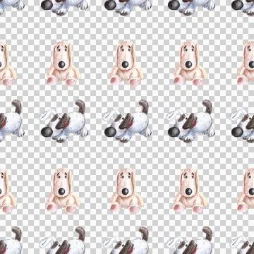Seamless pattern of stuffed toys, plush puppies hand drawn with colored pencils Stock Illustration