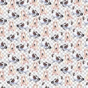 Seamless pattern of stuffed toys, plush puppies hand drawn with colored pencils Stock Illustration