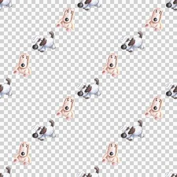 Seamless pattern of stuffed toys, plush puppies hand drawn with colored pencils Stock Illustration