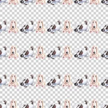 Seamless pattern of stuffed toys, plush puppies hand drawn with colored pencils 스톡 일러스트