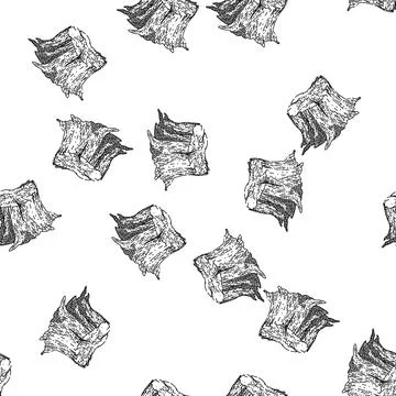 Seamless pattern stump wood sketch hand drawn Stock Illustration