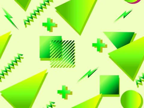 Seamless pattern in the style of the 80s and 90s with colorful gradient geome イラスト素材
