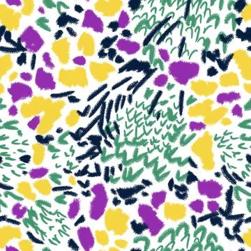 Seamless pattern in the style of the 80s floral abstraction multicolored spot Stock Illustration
