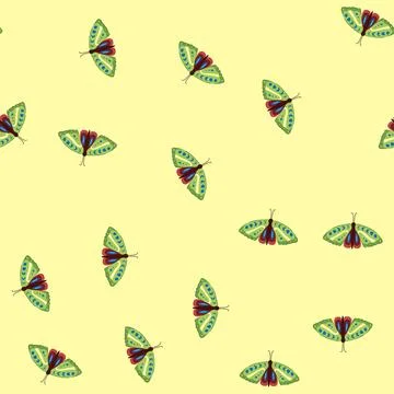 Seamless pattern style boho moth cartoon vector Stock Illustration