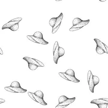 Seamless pattern style derby hat sketch hand drawn Stock Illustration