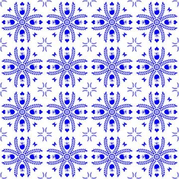 Seamless pattern in the style of Dutch tiles Stock Illustration