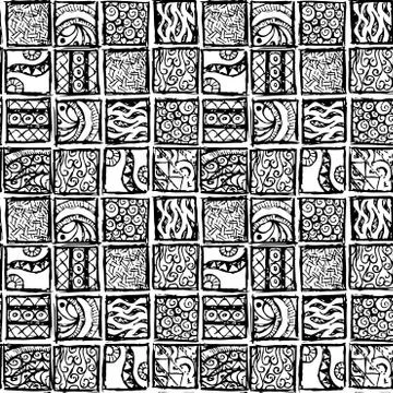 Seamless pattern in the style of Maya Stock Illustration