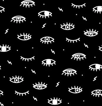 Seamless pattern in the style of psychedelic eyes. イラスト素材