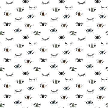 Seamless pattern in the style of psychedelic eyes. Pattern for fashion with.. Stock Illustration
