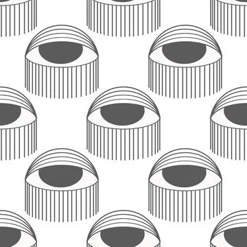 Seamless pattern in the style of psychedelic eyes. Closed and open eye. The.. Stock Illustration