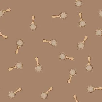 Seamless pattern styling hair brush wooden cartoon vector Stock Illustration