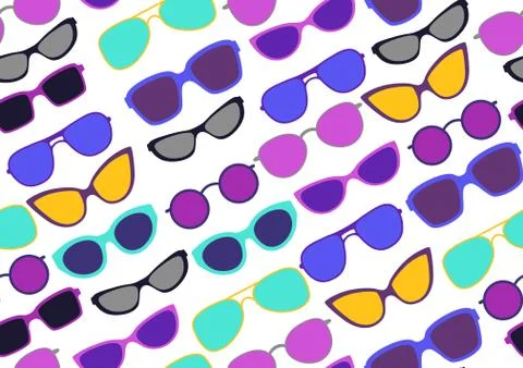 Seamless pattern with stylish sunglasses. Stock Illustration