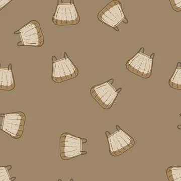 Seamless pattern stylish wicker laundry basket cartoon vector Stock Illustration