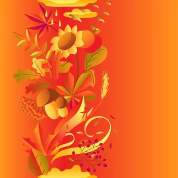 Seamless pattern with stylized autumn items. Stock Illustration
