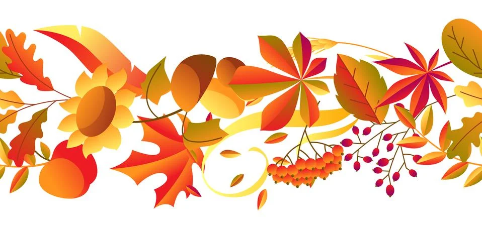 Seamless pattern with stylized autumn items. Stock Illustration