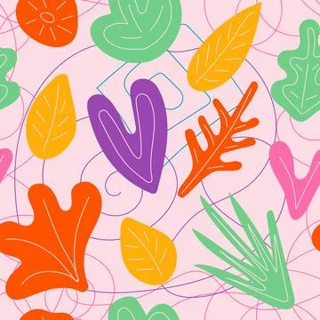 Seamless pattern with stylized autumn leaves. Stock Illustration
