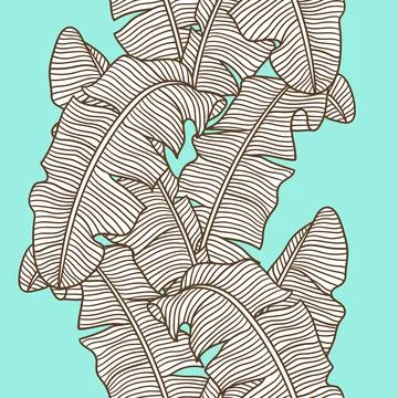 Seamless pattern with stylized banana palm leaves. Decorative image of tropical Stock Illustration