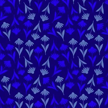 Seamless pattern of stylized blue wildflower Stock Illustration