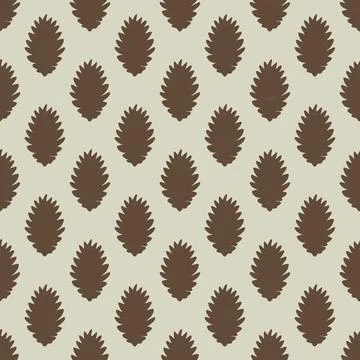 Seamless Pattern Of Stylized Brown Pine Cones On Light Background イラスト素材