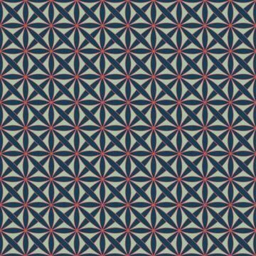 Seamless pattern with stylized celtic geometric ornament in living coral, blu Stock Illustration