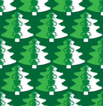 Seamless pattern with stylized Christmas trees in linocut and rustic style. N イラスト素材