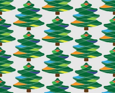 Seamless pattern with stylized Christmas trees in linocut and rustic style. N イラスト素材