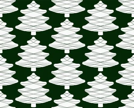 Seamless pattern with stylized Christmas trees in linocut and rustic style. N Illustrazione stock