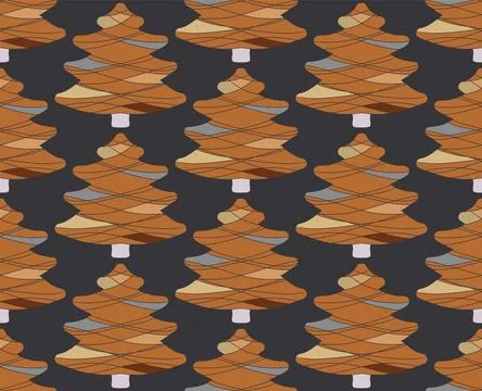 Seamless pattern with stylized Christmas trees in linocut and rustic style. N Stock Illustration
