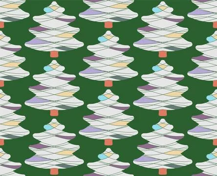 Seamless pattern with stylized Christmas trees in linocut and rustic style. N イラスト素材