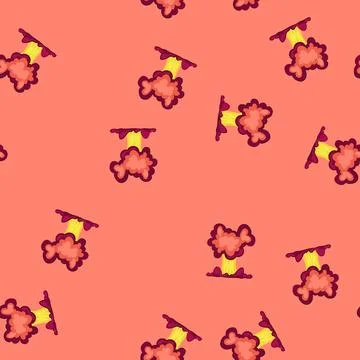 Seamless pattern stylized explosion creating fiery smoke cloud effect Stock Illustration