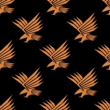 Seamless pattern of a stylized flying eagle Stock Illustration