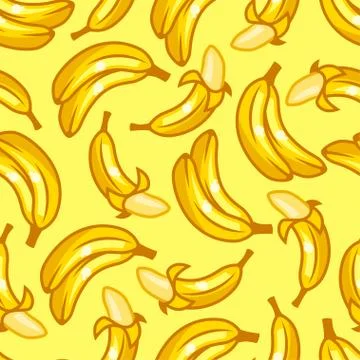 Seamless pattern with stylized fresh ripe bananas Stock Illustration