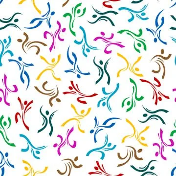 Seamless pattern of stylized human body icons Stock Illustration
