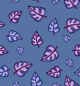 Seamless pattern with stylized leaves. hand drawn illustration. Stock Illustration