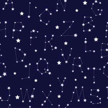 Seamless pattern with stylized letters like starry constellations. Vector Stock Illustration