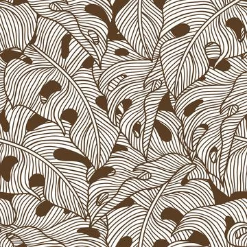 Seamless pattern with stylized monstera palm leaves. Decorative image of Stock Illustration