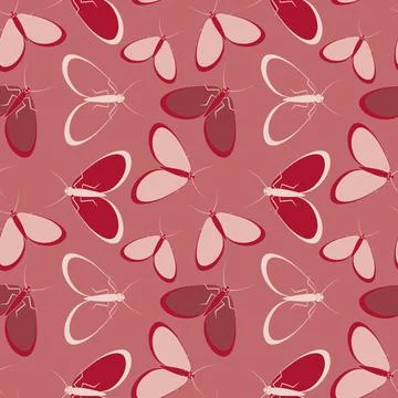 Seamless pattern - stylized moths - graphics. Summer, insects, unbearable eas Illustrazione stock